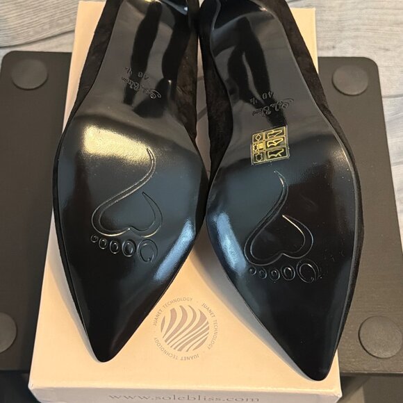 NWB Sole Bliss Pandora Black Suede Heels Size 40.5 - Picture 4 of 4